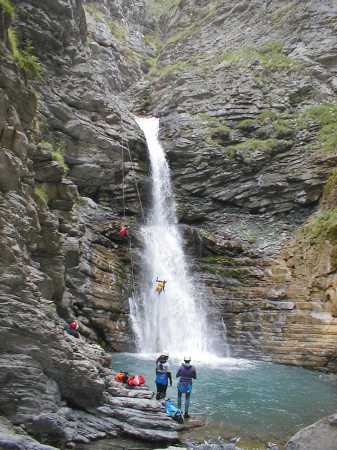 Fred et laurent dans la cascade finale de la Lance